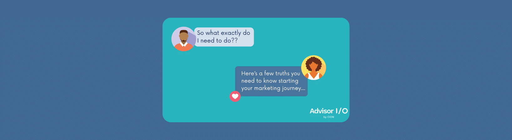 Support chat conversation of a client asking for help with their marketing journey.