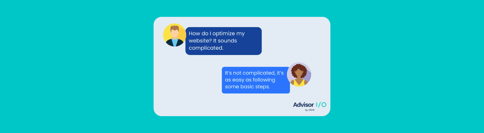 A support chat conversation where client asks for help to optimize their website.